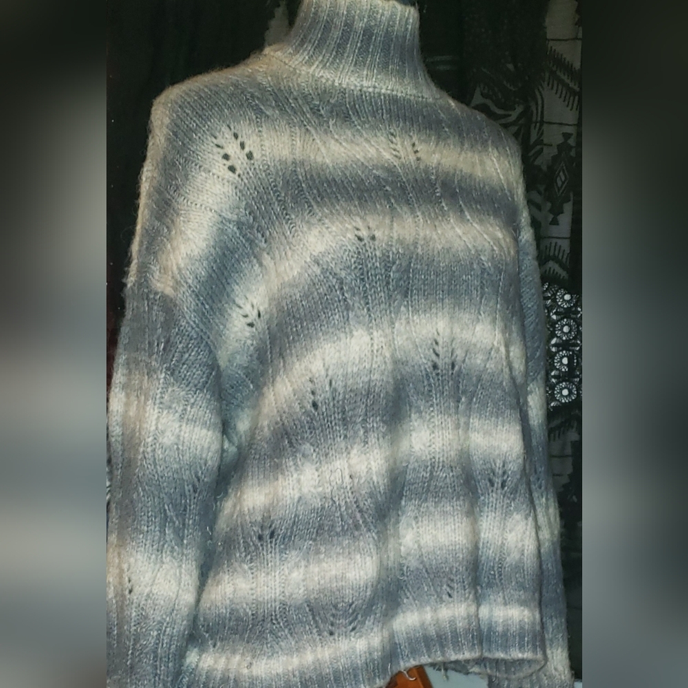 a.n.a Women's Cowl Neck Sweater - Gray and Cream